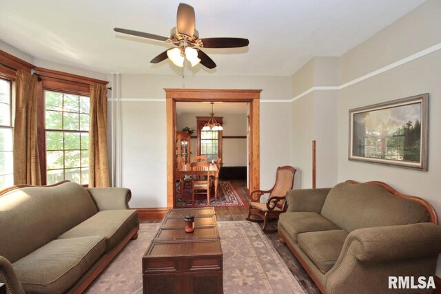 102 2nd St, Camp Grove, IL 61424 - living area with ceiling fan and wood finished floors