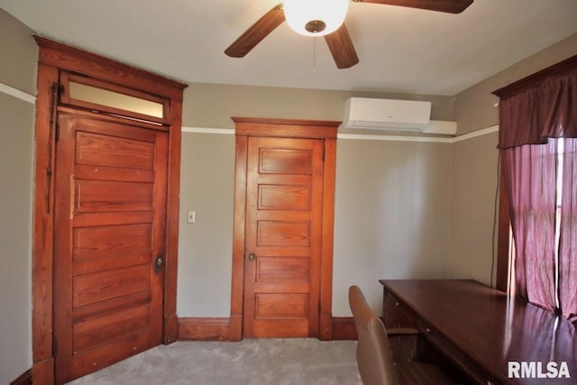 102 2nd St, Camp Grove, IL 61424 - office featuring an AC wall unit, light colored carpet, and a ceiling fan
