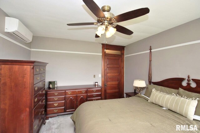 102 2nd St, Camp Grove, IL 61424 - carpeted bedroom with a wall unit AC and a ceiling fan