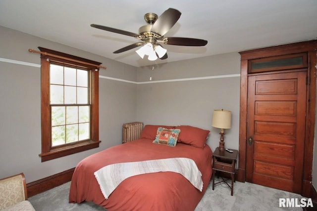 102 2nd St, Camp Grove, IL 61424 - bedroom with multiple windows, baseboards, carpet floors, and ceiling fan