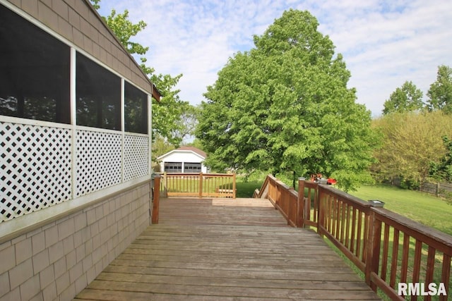 102 2nd St, Camp Grove, IL 61424 - wooden terrace with a yard and a sunroom