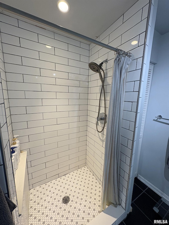 2220 W Ayres Ave, West Peoria, IL 61604 - full bath with a shower stall and tile patterned floors