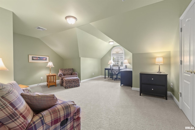 11506 N Bristol Dr, Dunlap, IL 61525 - living area featuring carpet floors, baseboards, and vaulted ceiling