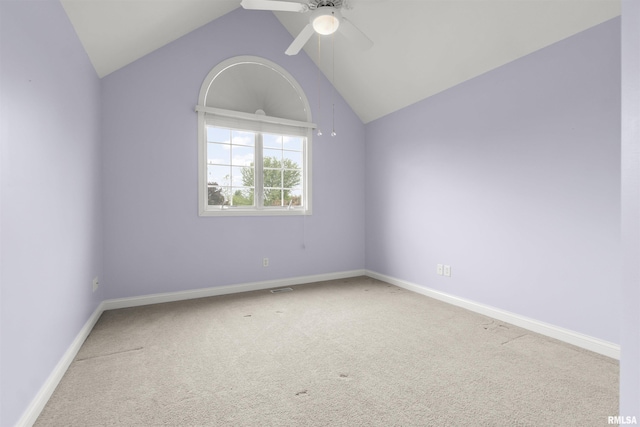 11506 N Bristol Dr, Dunlap, IL 61525 - carpeted spare room with ceiling fan, vaulted ceiling, and baseboards