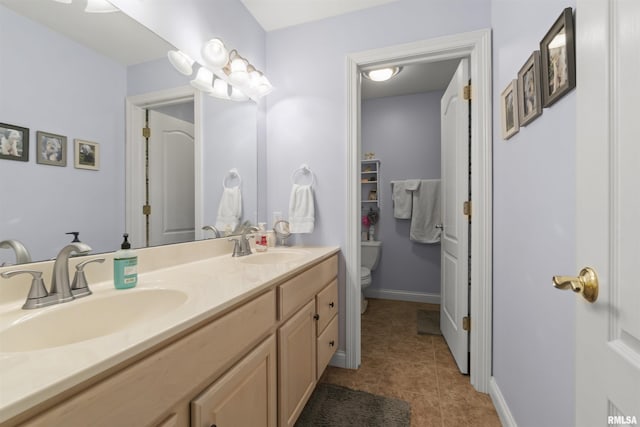 11506 N Bristol Dr, Dunlap, IL 61525 - bathroom with toilet, tile patterned flooring, and double vanity