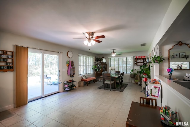 15207 N 7th St, Chillicothe, IL 61523 - dining area with a ceiling fan and light tile patterned floors