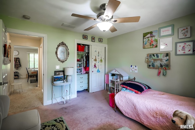 15207 N 7th St, Chillicothe, IL 61523 - bedroom featuring a closet, carpet floors, and ceiling fan