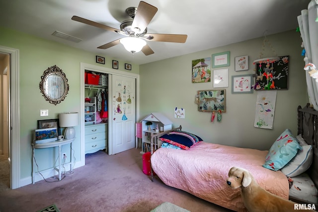 15207 N 7th St, Chillicothe, IL 61523 - bedroom with a closet, carpet floors, and a ceiling fan