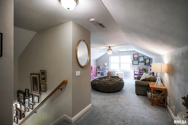 15207 N 7th St, Chillicothe, IL 61523 - additional living space featuring lofted ceiling, carpet flooring, baseboards, and a ceiling fan