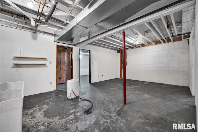 view of unfinished basement