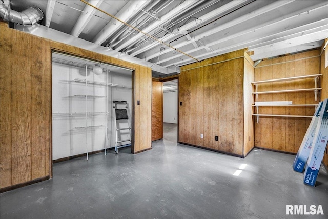 below grade area with wooden walls