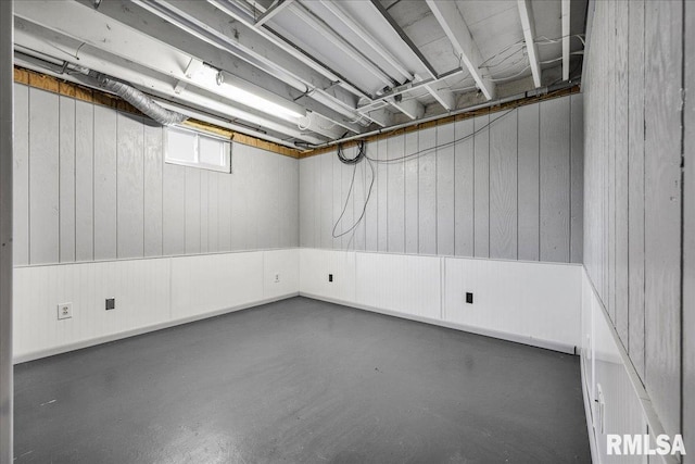 below grade area with wood walls