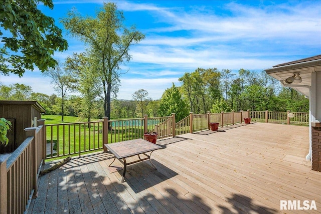 deck with a yard