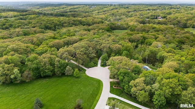 aerial view of a heavily wooded area