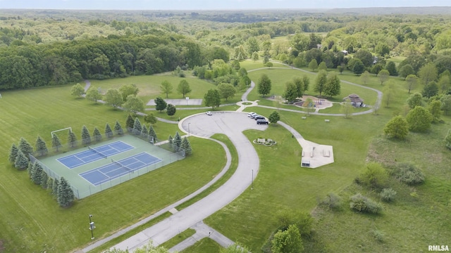 aerial view of a heavily wooded area