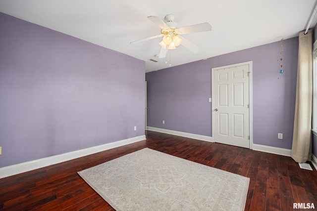 3329 W King James Rd, Peoria, IL 61615 - empty room with baseboards, wood-type flooring, and ceiling fan