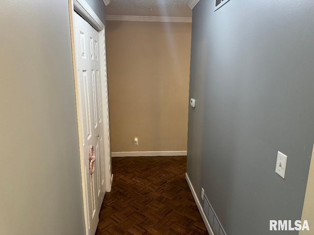 1635 W Country Oaks Ct, Dunlap, IL 61525 - corridor with baseboards, ornamental molding, and a textured ceiling