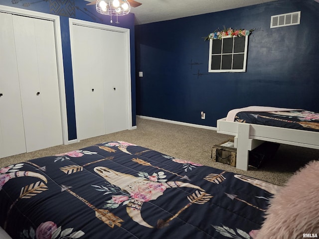 212 Conch Dr, La Harpe, IL 61450 - bedroom with carpet and two closets