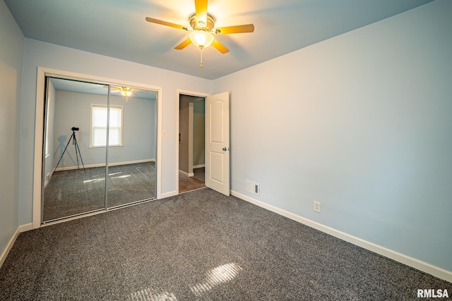 304 Meyers St, South Pekin, IL 61564 - unfurnished bedroom with baseboards, carpet flooring, and a closet
