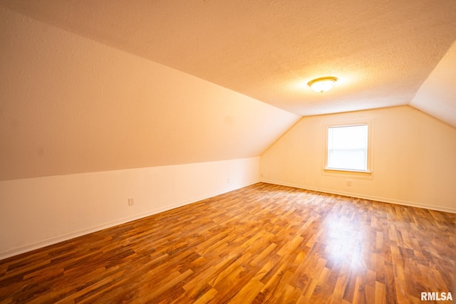 304 Meyers St, South Pekin, IL 61564 - additional living space with wood finished floors, lofted ceiling, baseboards, and a textured ceiling