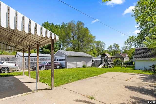 view of parking / parking lot with a playground