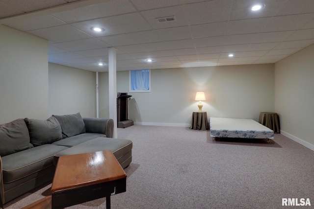 6 Marty Ln, Macomb, IL 61455 - carpeted living room with recessed lighting and a drop ceiling
