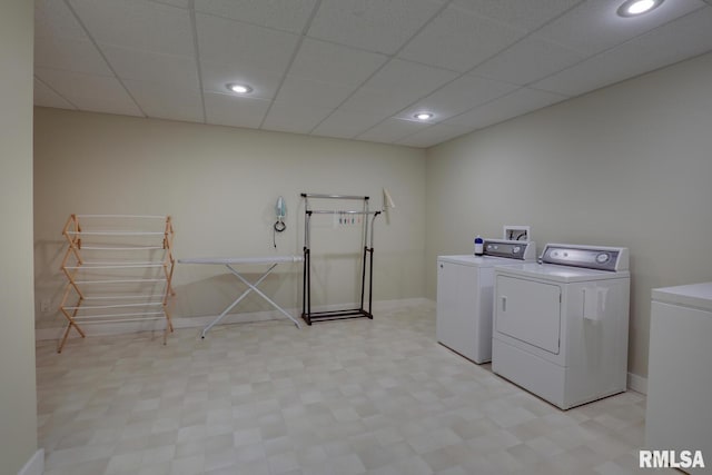 6 Marty Ln, Macomb, IL 61455 - laundry room featuring independent washer and dryer, light flooring, and recessed lighting