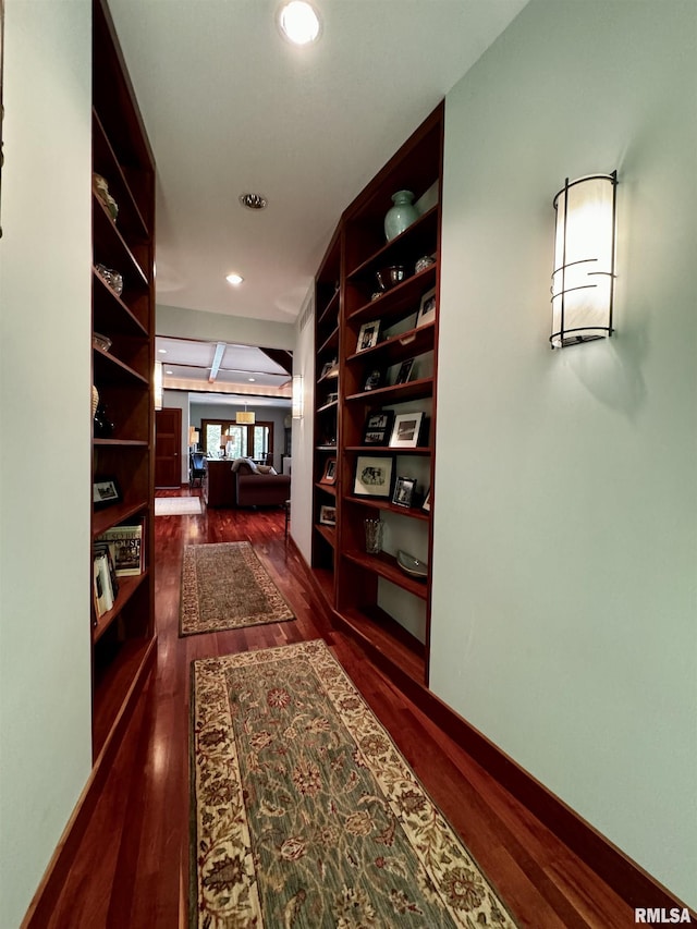 6 Marty Ln, Macomb, IL 61455 - hallway featuring dark wood-type flooring, recessed lighting, and baseboards