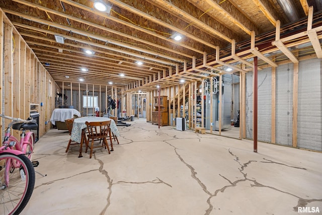 basement with heating unit