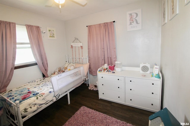 109 N 19th St, Pekin, IL 61554 - bedroom featuring dark wood-style flooring and a ceiling fan