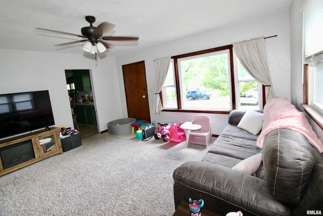 109 N 19th St, Pekin, IL 61554 - carpeted living room with ceiling fan