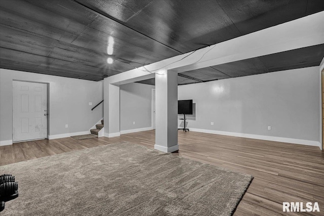 153 Spring Creek Ter, East Peoria, IL 61611 - finished basement featuring stairs and wood finished floors
