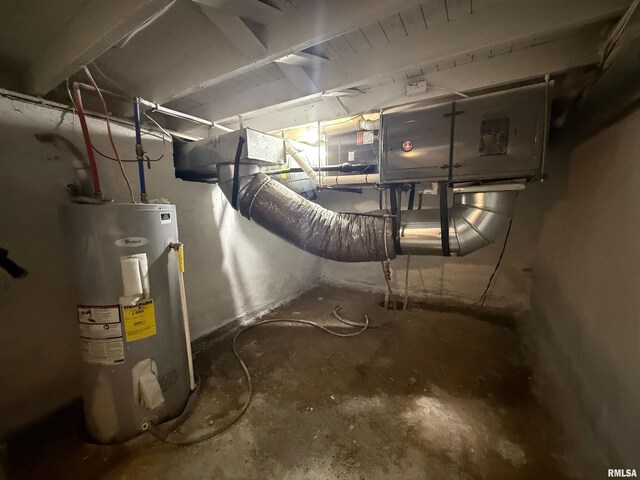 528 Cass St, East Peoria, IL 61611 - unfinished basement featuring electric water heater