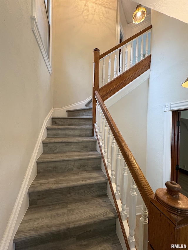 2704 N Dechman Ave, Peoria, IL 61603 - stairway with wood finished floors and a high ceiling