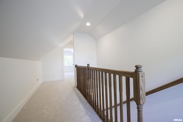 bonus room featuring vaulted ceiling, baseboards, carpet floors, and recessed lighting