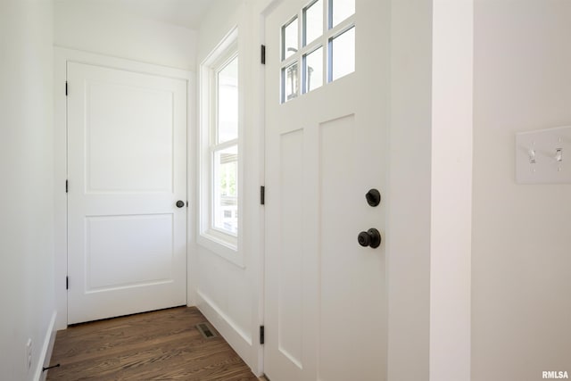 entryway featuring dark wood-style floors