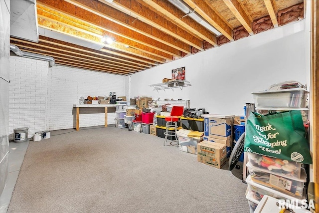 view of unfinished basement