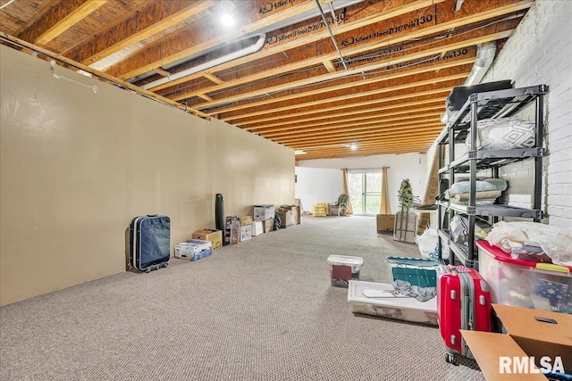 below grade area with carpet