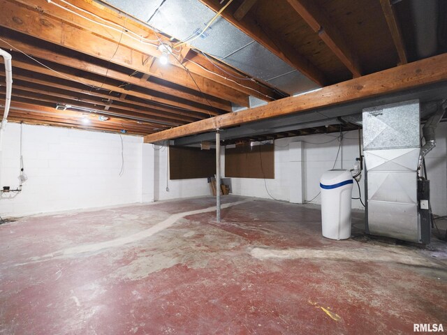 3509 S Dorothy Ct, Bartonville, IL 61607 - unfinished basement with heating unit and a water softener system