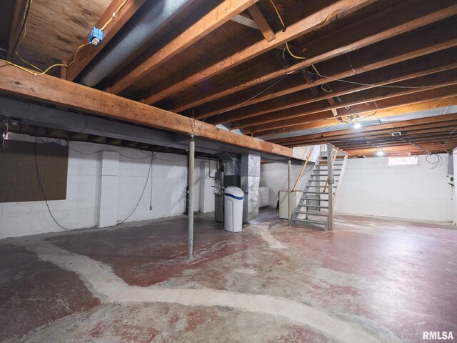 3509 S Dorothy Ct, Bartonville, IL 61607 - below grade area with stairs and a water softener system