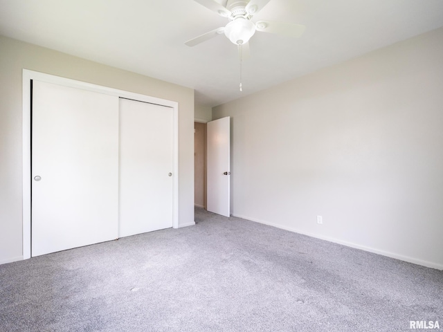 3509 S Dorothy Ct, Bartonville, IL 61607 - unfurnished bedroom with carpet floors, a closet, ceiling fan, and baseboards