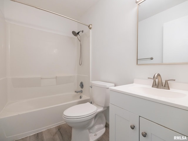 3509 S Dorothy Ct, Bartonville, IL 61607 - bathroom with vanity, toilet, wood finished floors, and shower / bathtub combination