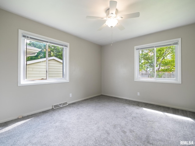 3509 S Dorothy Ct, Bartonville, IL 61607 - spare room with carpet flooring, ceiling fan, and baseboards