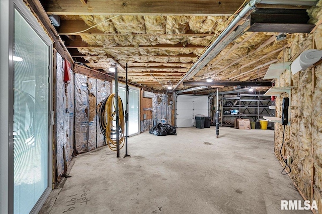 view of unfinished basement