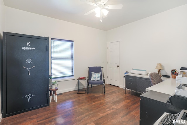 113 W Essex St, Glasford, IL 61533 - home office with ceiling fan and dark wood finished floors
