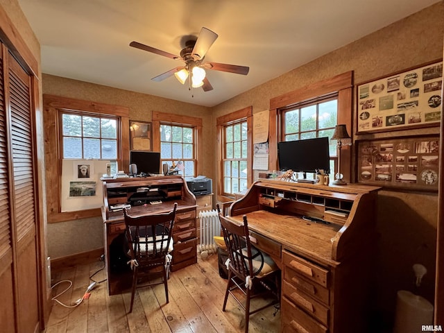 429 S Madison St, Macomb, IL 61455 - office with healthy amount of natural light, light wood-style floors, a ceiling fan, and radiator