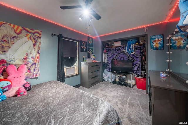 405 Washington St, Pekin, IL 61554 - carpeted bedroom with ceiling fan and cooling unit