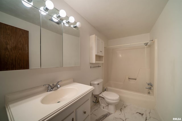 2706 W Millbrook Ct, Peoria, IL 61615 - full bath featuring vanity, marble look tile flooring, toilet, tub / shower combination, and baseboards