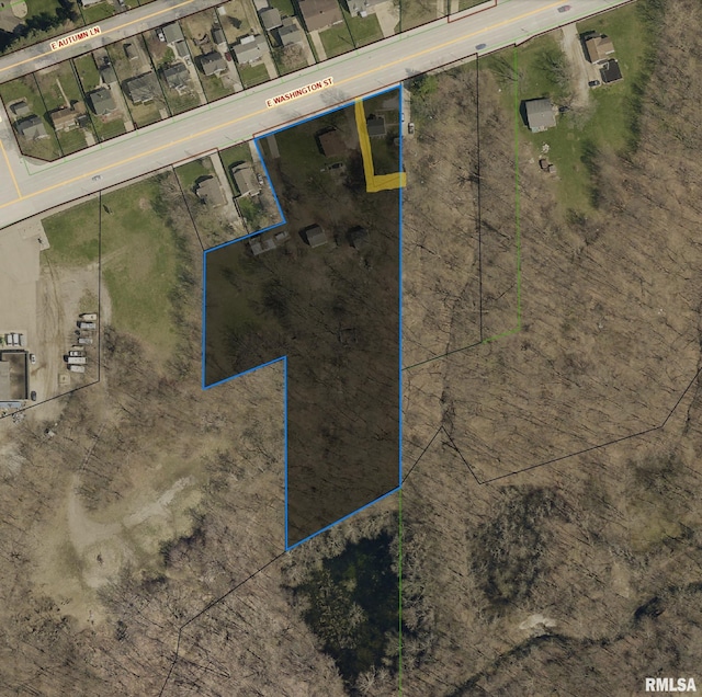 3300 E Washington St, East Peoria, IL 61611 - aerial overview of property's location with property parcel outlined