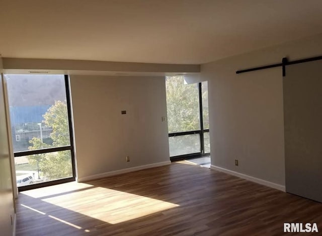 125 SW Jefferson Ave Unit W4S, Peoria, IL 61602 - empty room featuring baseboards, wood finished floors, and a barn door